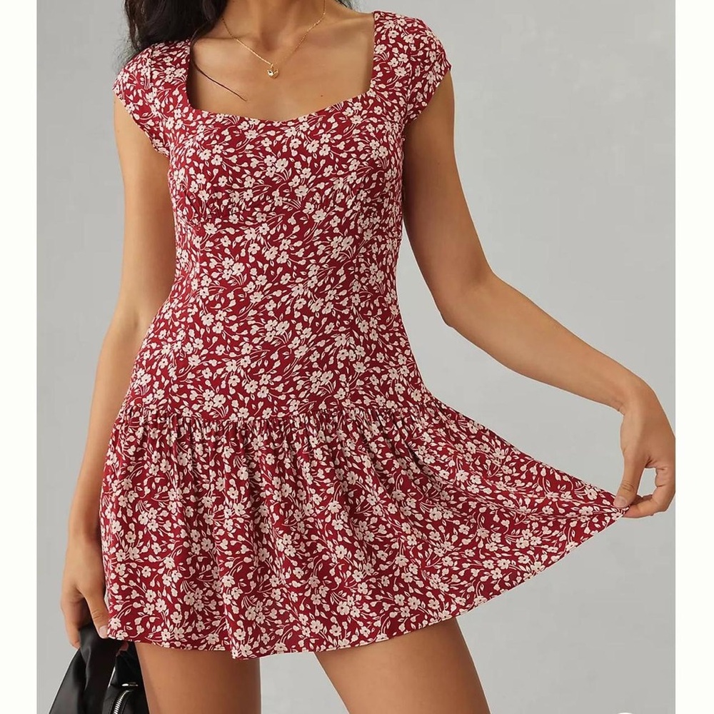 Reformation Red Floral Mini Dress